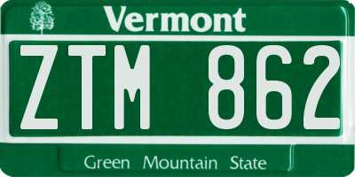 VT license plate ZTM862