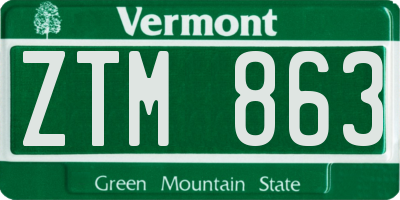 VT license plate ZTM863