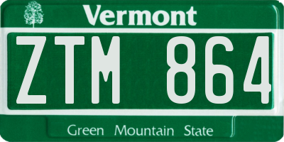 VT license plate ZTM864
