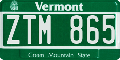 VT license plate ZTM865