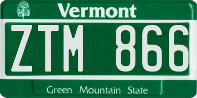 VT license plate ZTM866