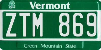 VT license plate ZTM869