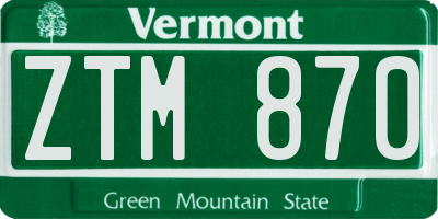 VT license plate ZTM870