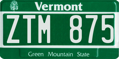 VT license plate ZTM875