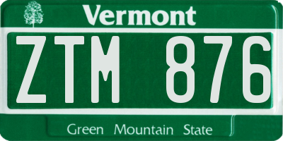 VT license plate ZTM876