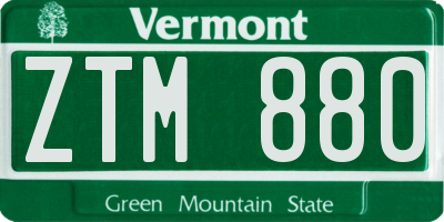 VT license plate ZTM880