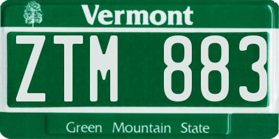 VT license plate ZTM883