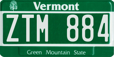 VT license plate ZTM884
