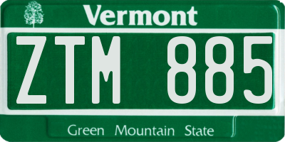 VT license plate ZTM885