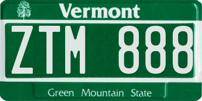 VT license plate ZTM888
