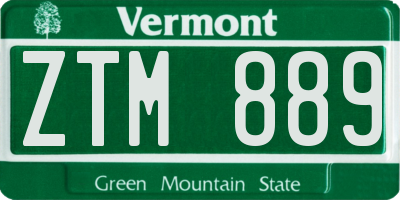 VT license plate ZTM889