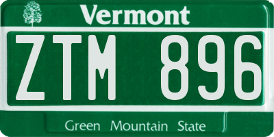 VT license plate ZTM896