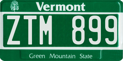VT license plate ZTM899