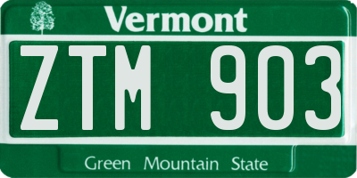 VT license plate ZTM903