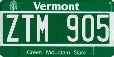 VT license plate ZTM905