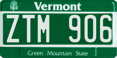 VT license plate ZTM906