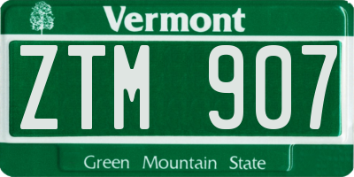 VT license plate ZTM907