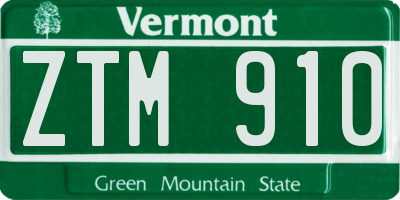 VT license plate ZTM910
