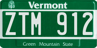 VT license plate ZTM912