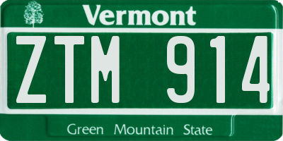VT license plate ZTM914