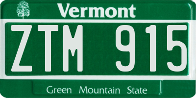 VT license plate ZTM915