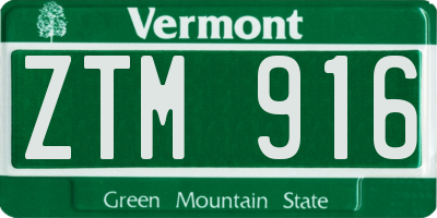 VT license plate ZTM916