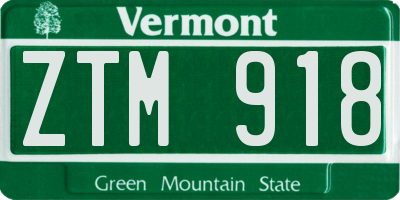 VT license plate ZTM918