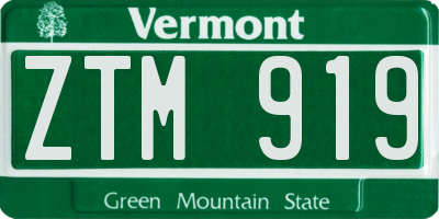 VT license plate ZTM919