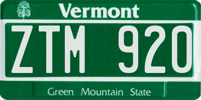 VT license plate ZTM920