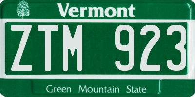 VT license plate ZTM923
