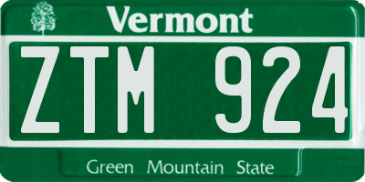 VT license plate ZTM924