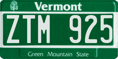 VT license plate ZTM925