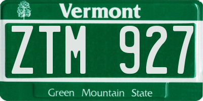 VT license plate ZTM927