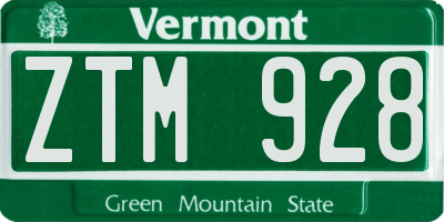 VT license plate ZTM928