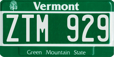 VT license plate ZTM929