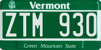VT license plate ZTM930