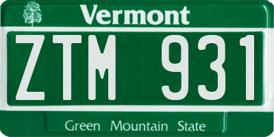 VT license plate ZTM931