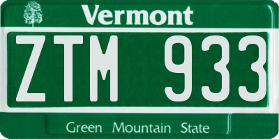 VT license plate ZTM933