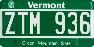 VT license plate ZTM936