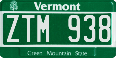 VT license plate ZTM938