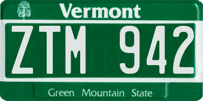 VT license plate ZTM942