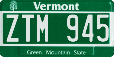 VT license plate ZTM945