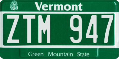 VT license plate ZTM947