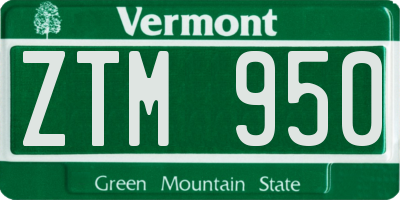 VT license plate ZTM950