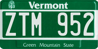 VT license plate ZTM952