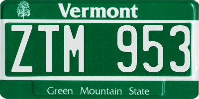 VT license plate ZTM953