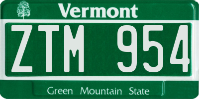 VT license plate ZTM954