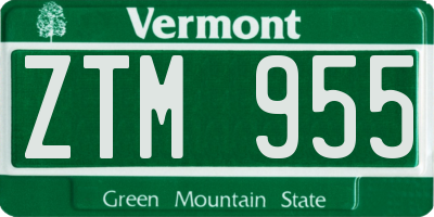 VT license plate ZTM955