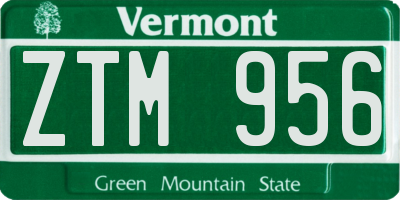 VT license plate ZTM956