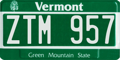 VT license plate ZTM957